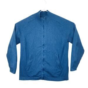 Duluth Trading Men's Large Jacket Blue Cotton Stretch Full Zip Pockets
